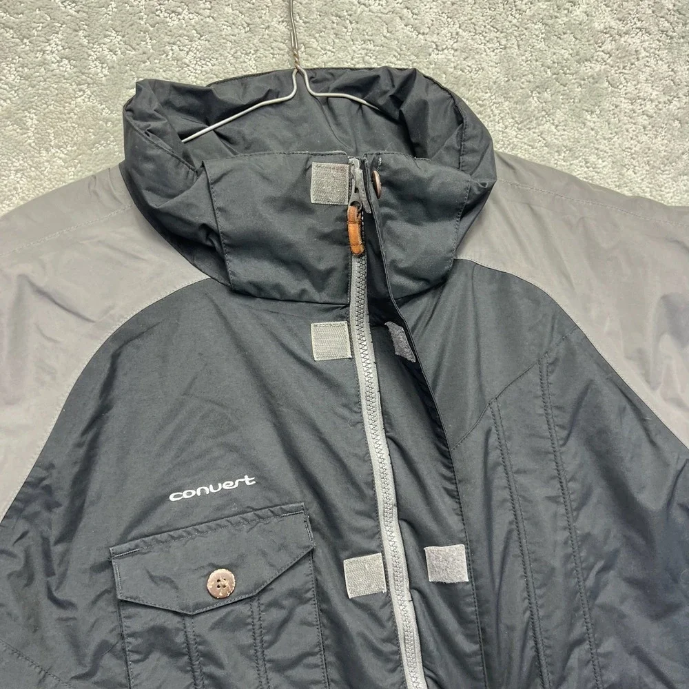 Columbia Jacket Mens XL Black Gray Convert Omni-Tech Ski Snowboard Fleece Lined